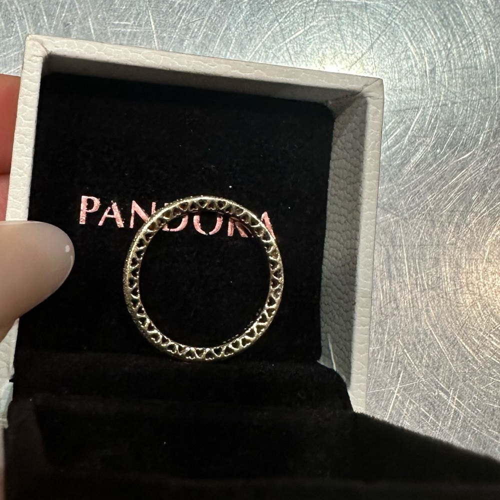 Pandora Simple Sparkle & Hearts Gemstone Ring Gold ✨♥️💍 - Picture 5 of 9